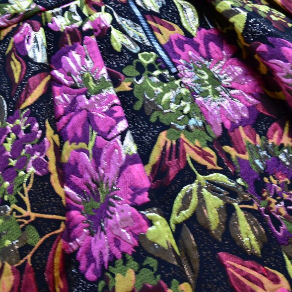 Gianni Bini Dress Womens Small Black Pink Floral Jaquard Metallic Size L NWT - Picture 13 of 13